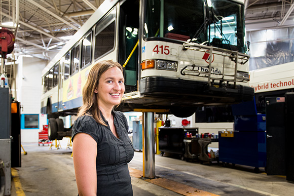 Gillian Ream Gainsley at the AAATA service garage