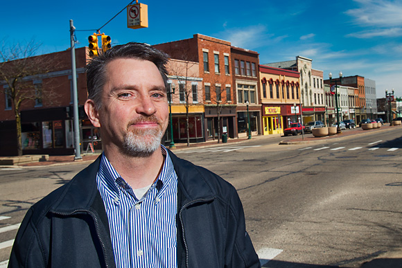 Tim Colbeck in downtown Ypsilanti
