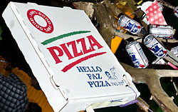 Shopping Carts meet up at the Fleetwood Diner before the race on Main Street