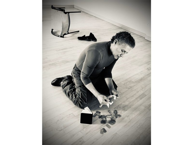 Playwright Rodolfo Alvarado plays World War II medic Anthony Acevedo in a rehearsal of "Undesirable Secrets" at Riverside Arts Center in Ypsilanti.