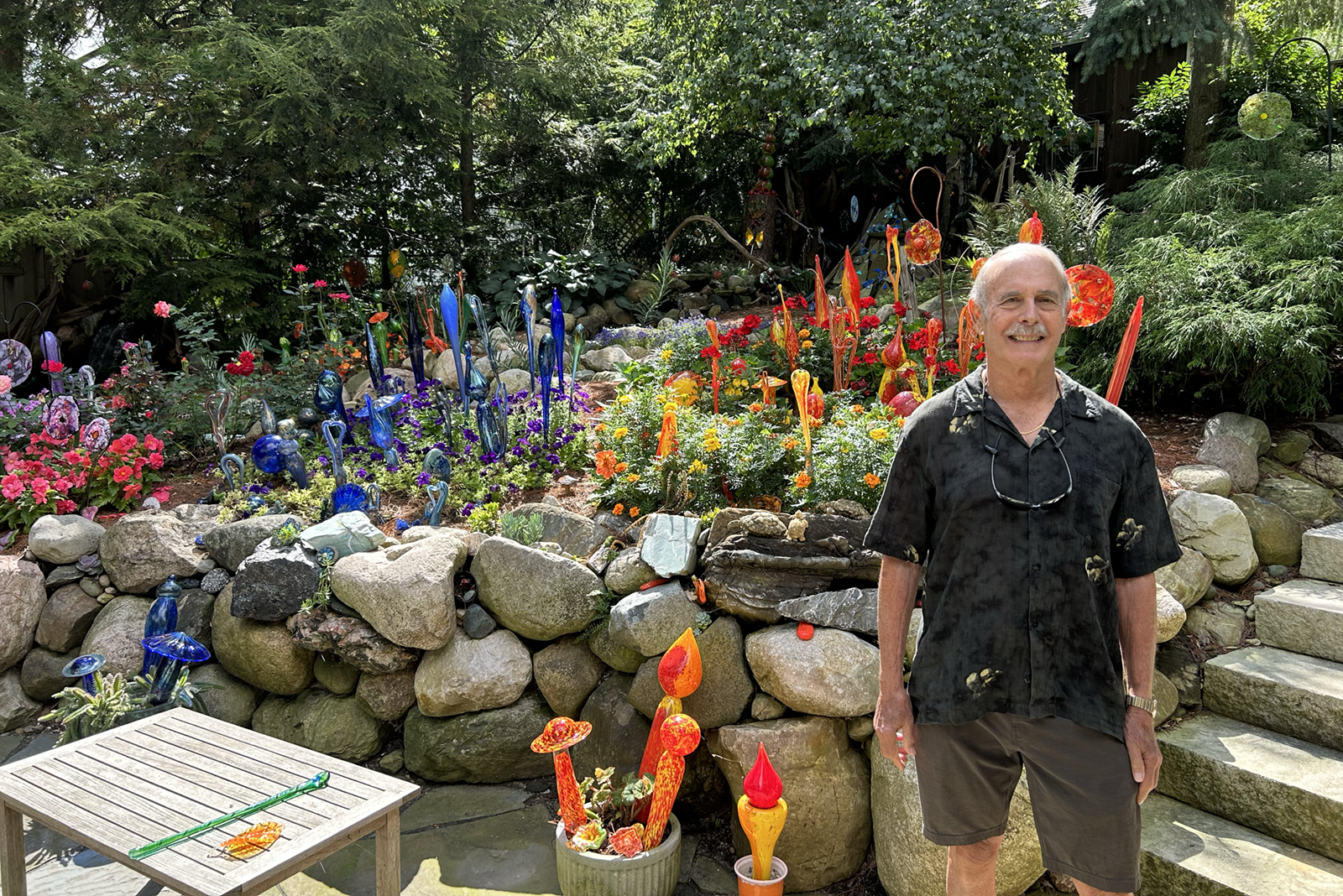 Larry Nisson in his garden.