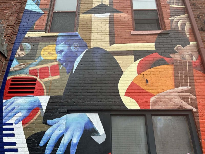 A detail of Brian Whitfield's new mural at 122 W. Washington St. in Ann Arbor.