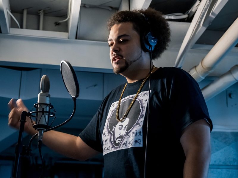 Tru Klassick recording with Athletic Mic League, 2021.