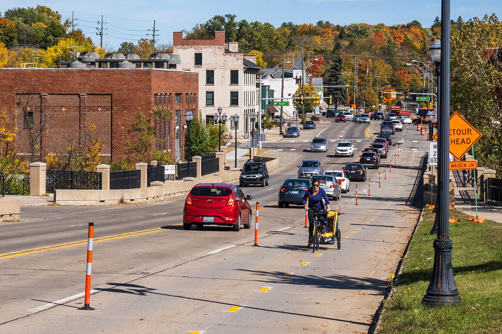 A Healthy Streets lane closure on Broadway.