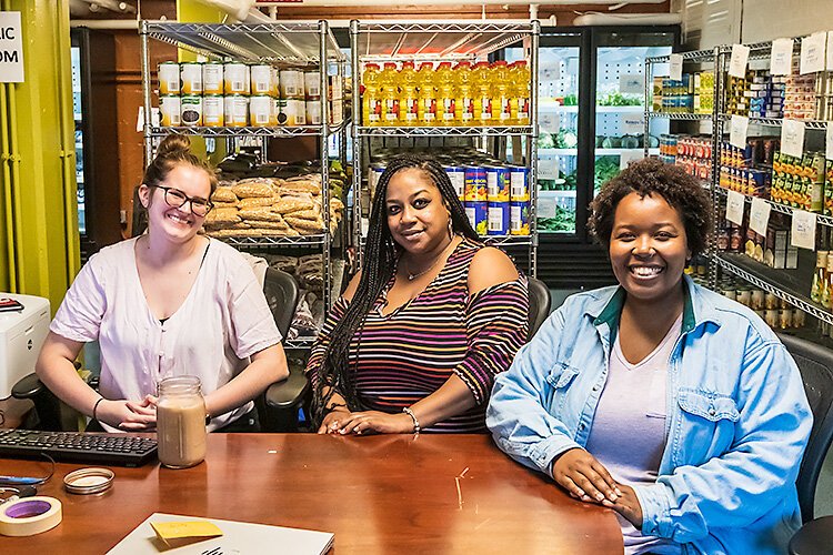Julie Colbath, Jessica Thompson, and Felicia McCrary at Maize and Blue Cupboard at U of M.