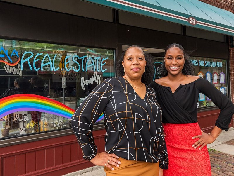 Candye Hinton and her daughter Kayia Hinton outside of Hinton Real Estate in downtown Ypsilanti.