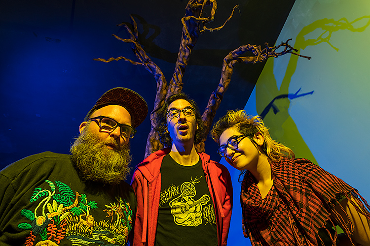 Patrick Elkins, Jim Cherewick, and Noor Us-Sabah at the Dreamland Theater.