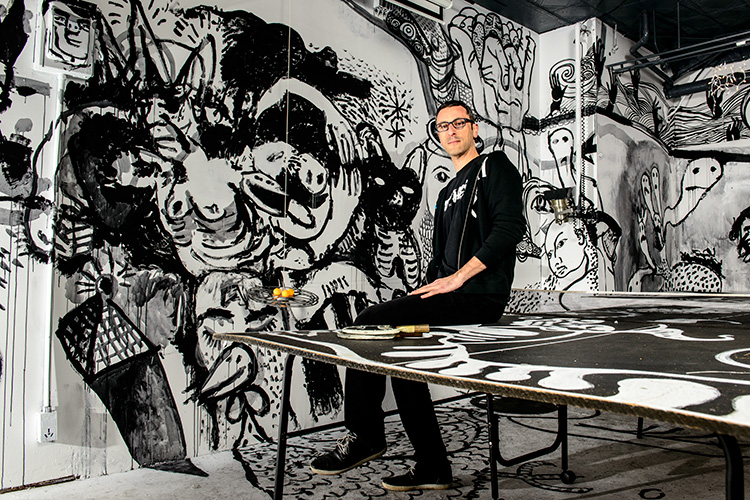 Donald Harrison at Ypsi Experimental Space with art by Lavinia Hanachiuc and Jim Cherewick in 2016