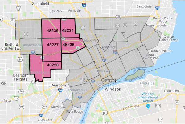 Detroit zip codes with high rates of infant mortality