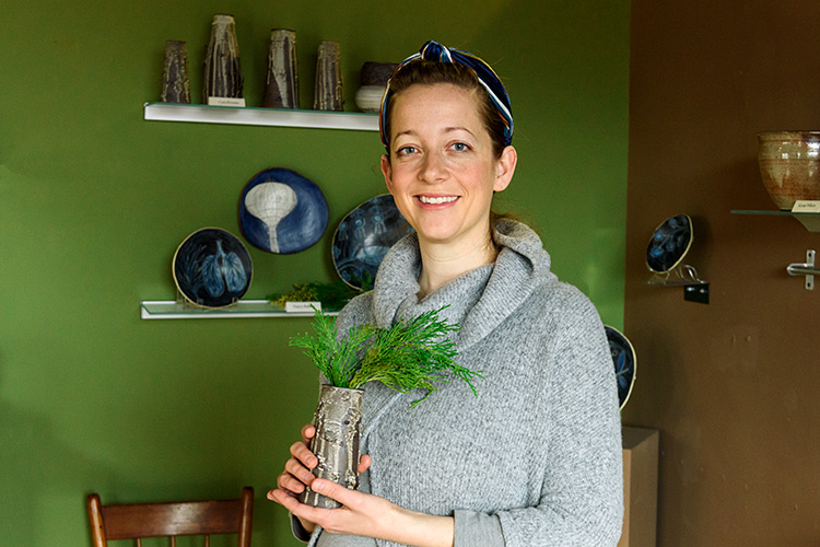 Cara Rosaen with some of her work at Yourist Studio Gallery