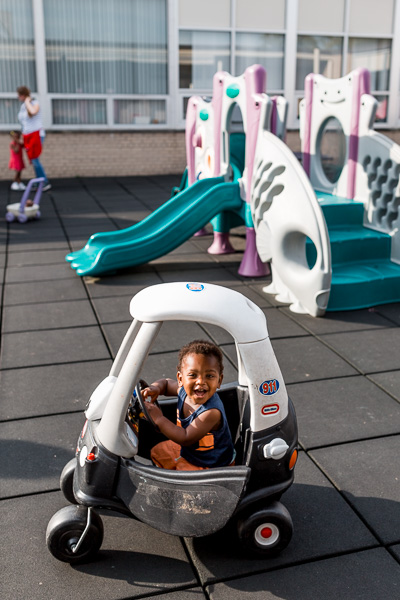 A toddler at Starfish Early Head Start in Inkster