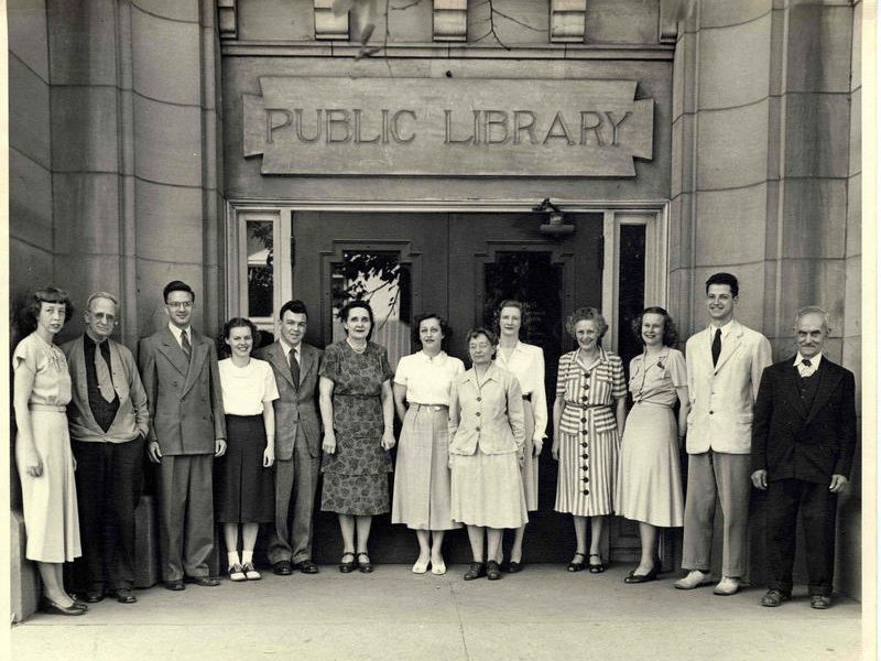 Librarians at Ann Arbor's Carnegie library.