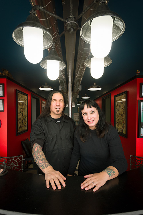 Dana Forrester and James Trunko at Lucky Monkey Tattoo Parlor