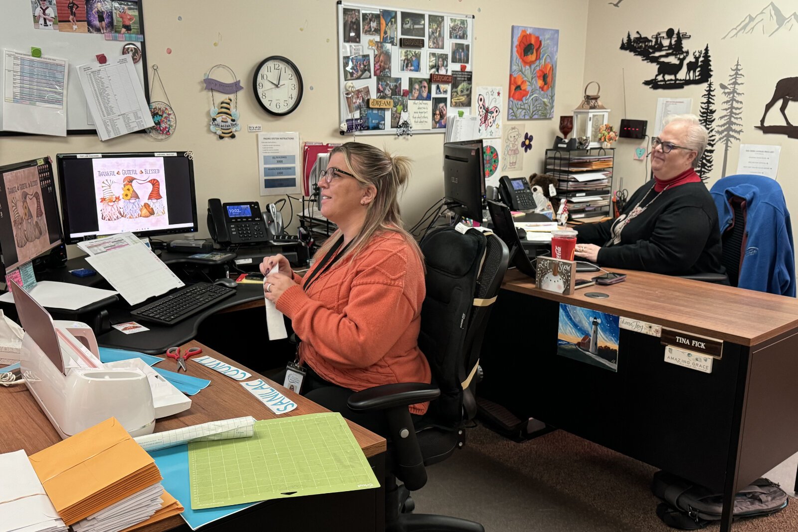 Mental health care offers a wide range of career opportunities. Paulette Paehlig (L) and Tina Fick are program secretaries at Sanilac County Community Mental Health.