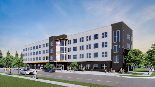 Photo rendering of MoTown Square Affordable Assisted Living, slated to open in 2025. Photo courtesy of LINC UP.