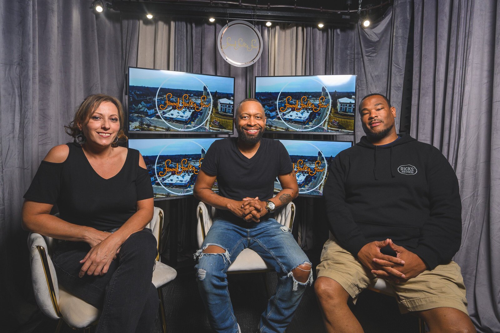 Kara Inmon, Darius Smith, and J.B. Ricks at the Food Folks Fun studio in Ypsi.