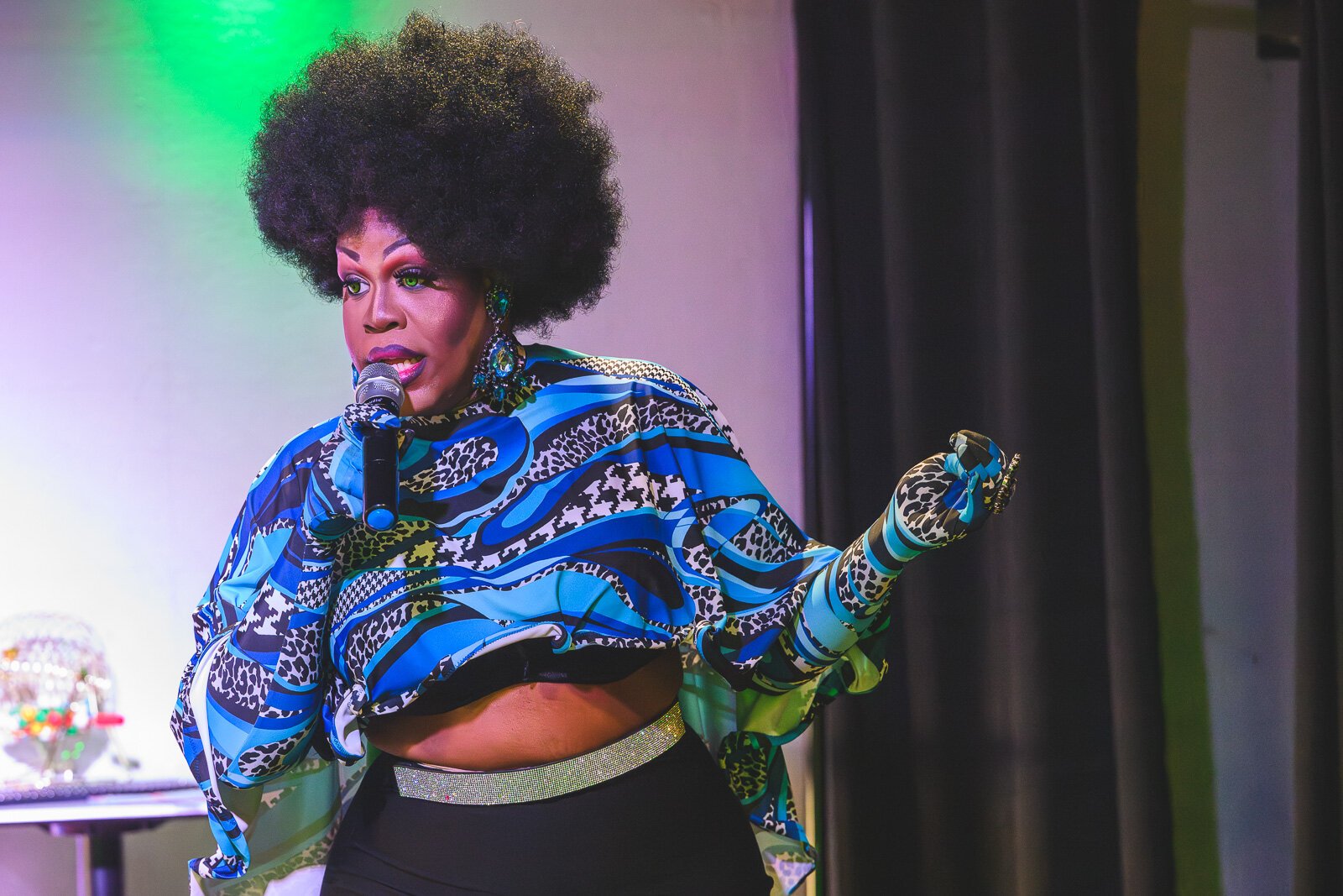 Lotipha Renée Hunter performs at a drag bingo event at Uplift.