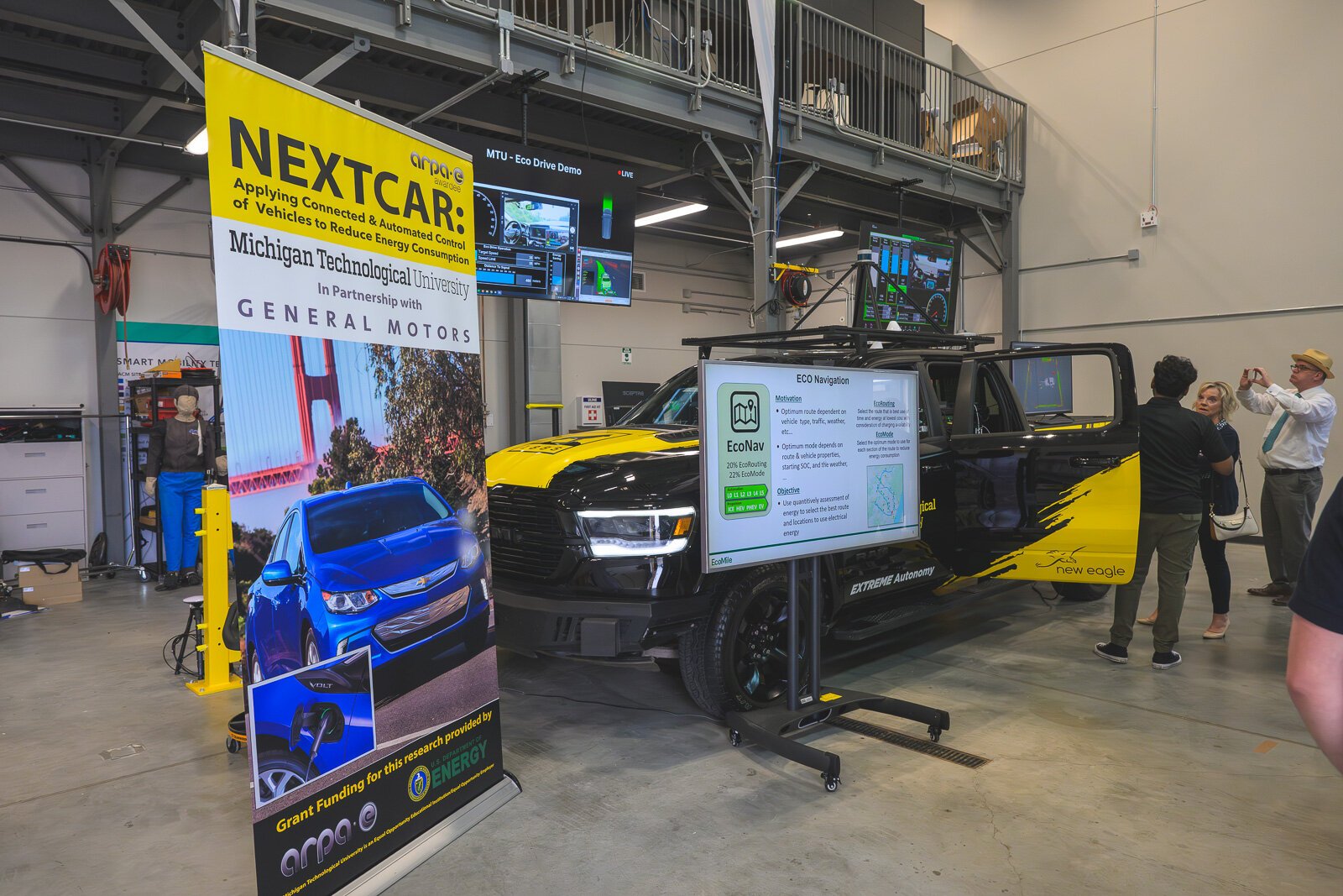 A Michigan Technological University booth at Safe Demo Day at the American Center for Mobility.