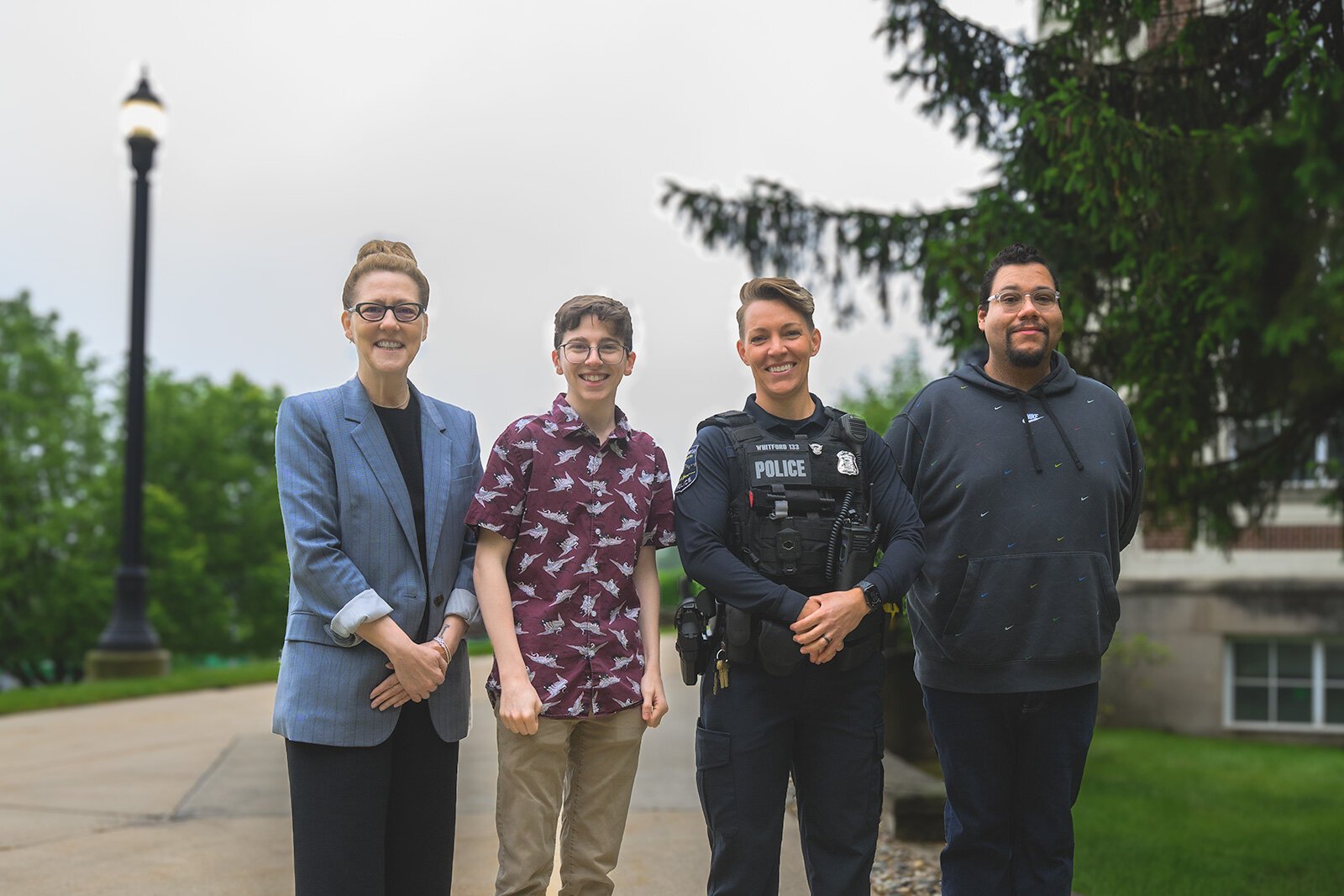 Barbara Walters, Adam Weisman, Kasey Whitford, and Dan Johnson at Eastern Michigan University.