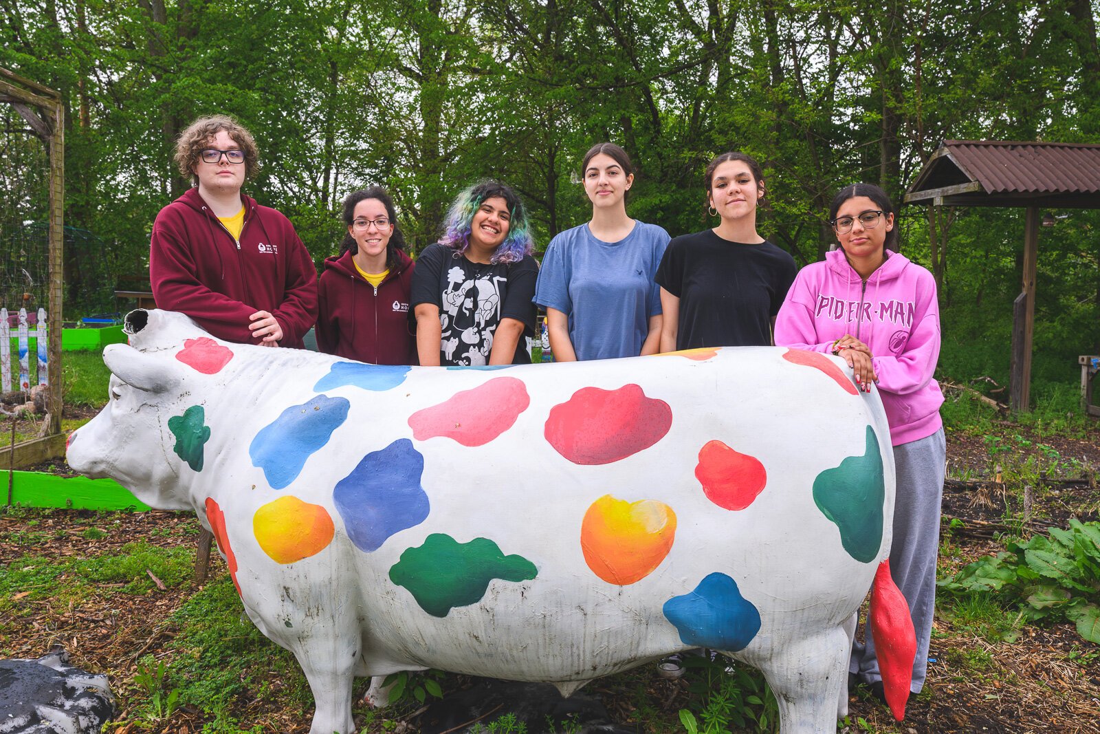 Eli Harris, Josephine Smith, Nick Corvera-Garay, Tuula Martinez, Jaylah Cotton, and Sienna Troy at a Growing Hope Teen Leadership Program meeting.