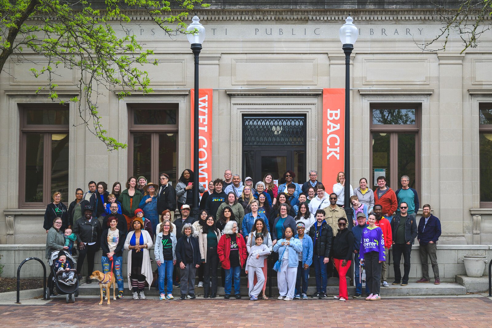 A Great Day in Ypsi on the steps of the downtown branch of the Ypsilanti District Library.
