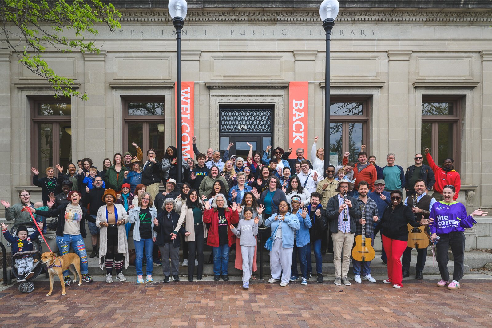 A Great Day in Ypsi on the steps of the downtown branch of the Ypsilanti District Library.