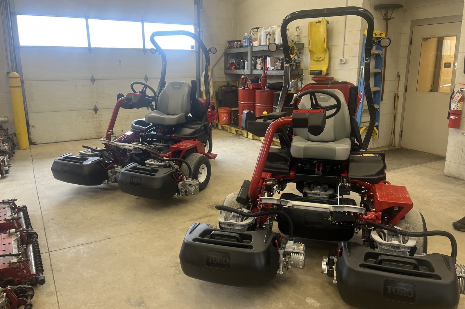Some of the Huron-Clinton Metroparks' electric mowers.