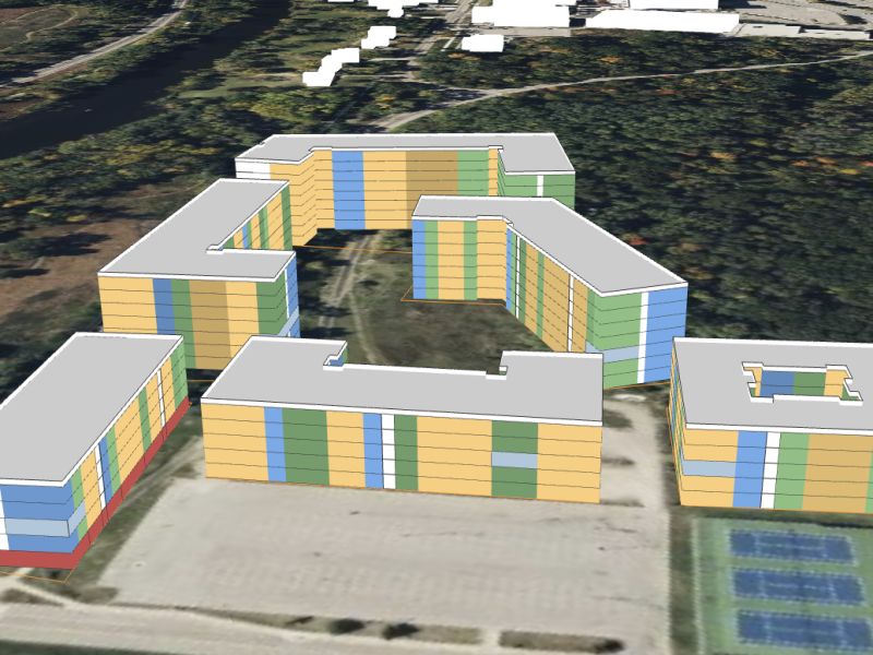 A rendering of the Equitable Ann Arbor Land Trust's proposal for development on the former University of Michigan Hospital dump site. The proposal would bring 2,165 housing units to the site after environmental remediation.