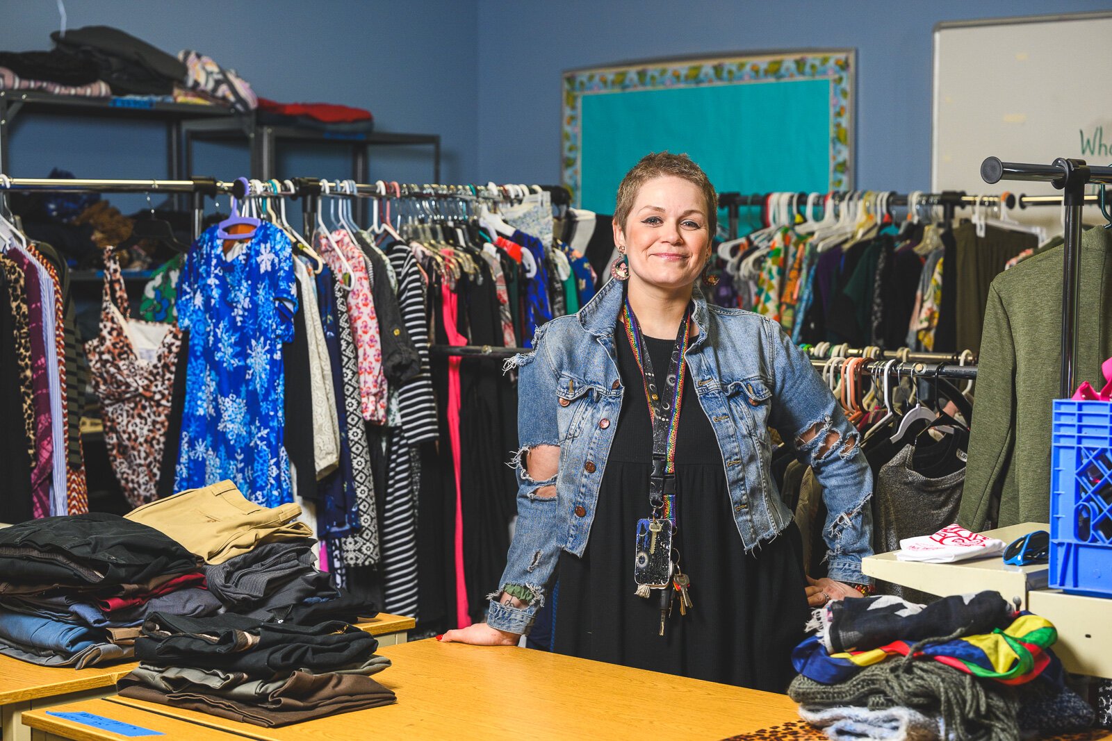 YCHS social worker and Grizzly Boutique manager Kimmy Johnson at YCHS' clothing closet.