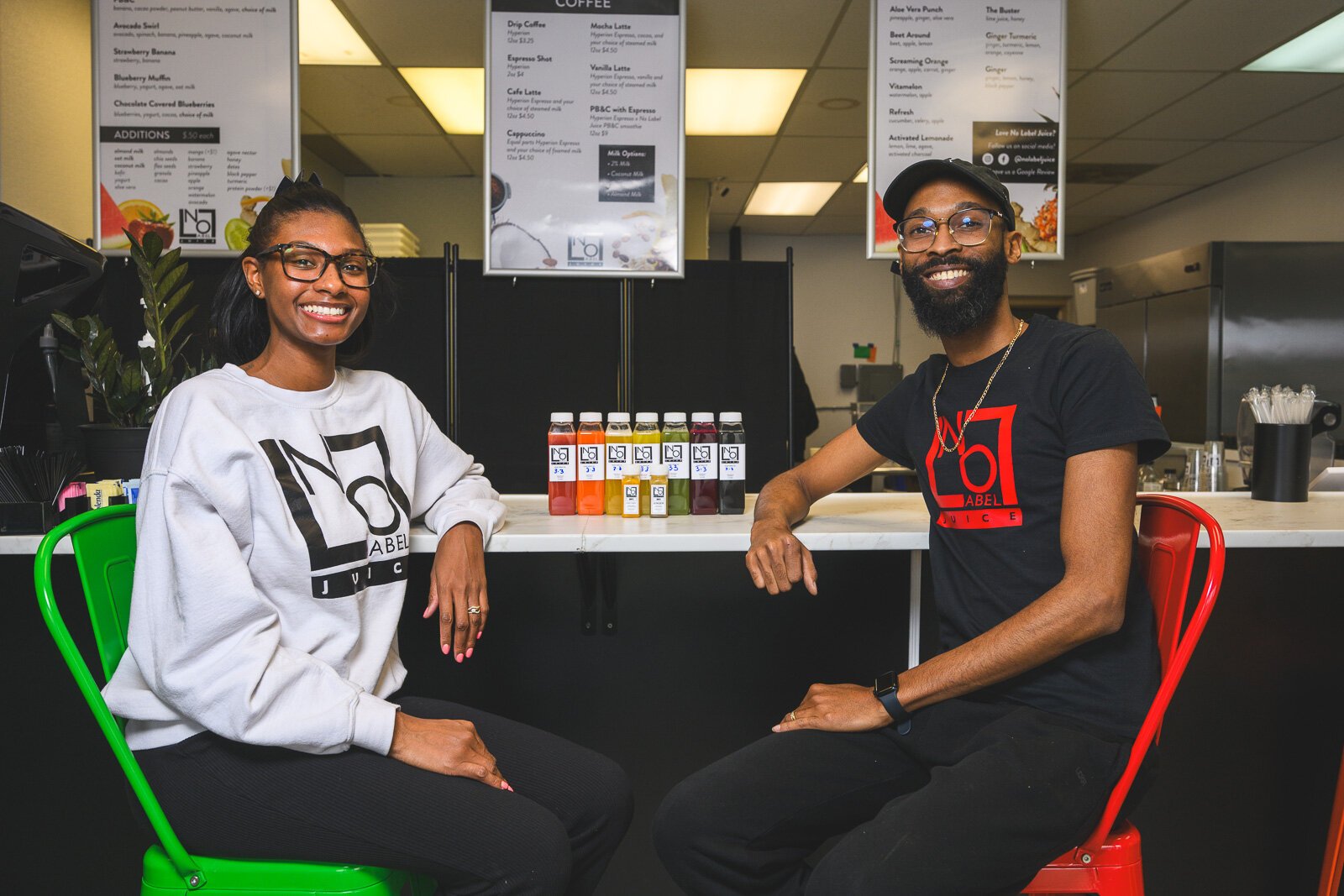 Nashia and Brandon Frye at No Label Juice's Washtenaw Avenue location.