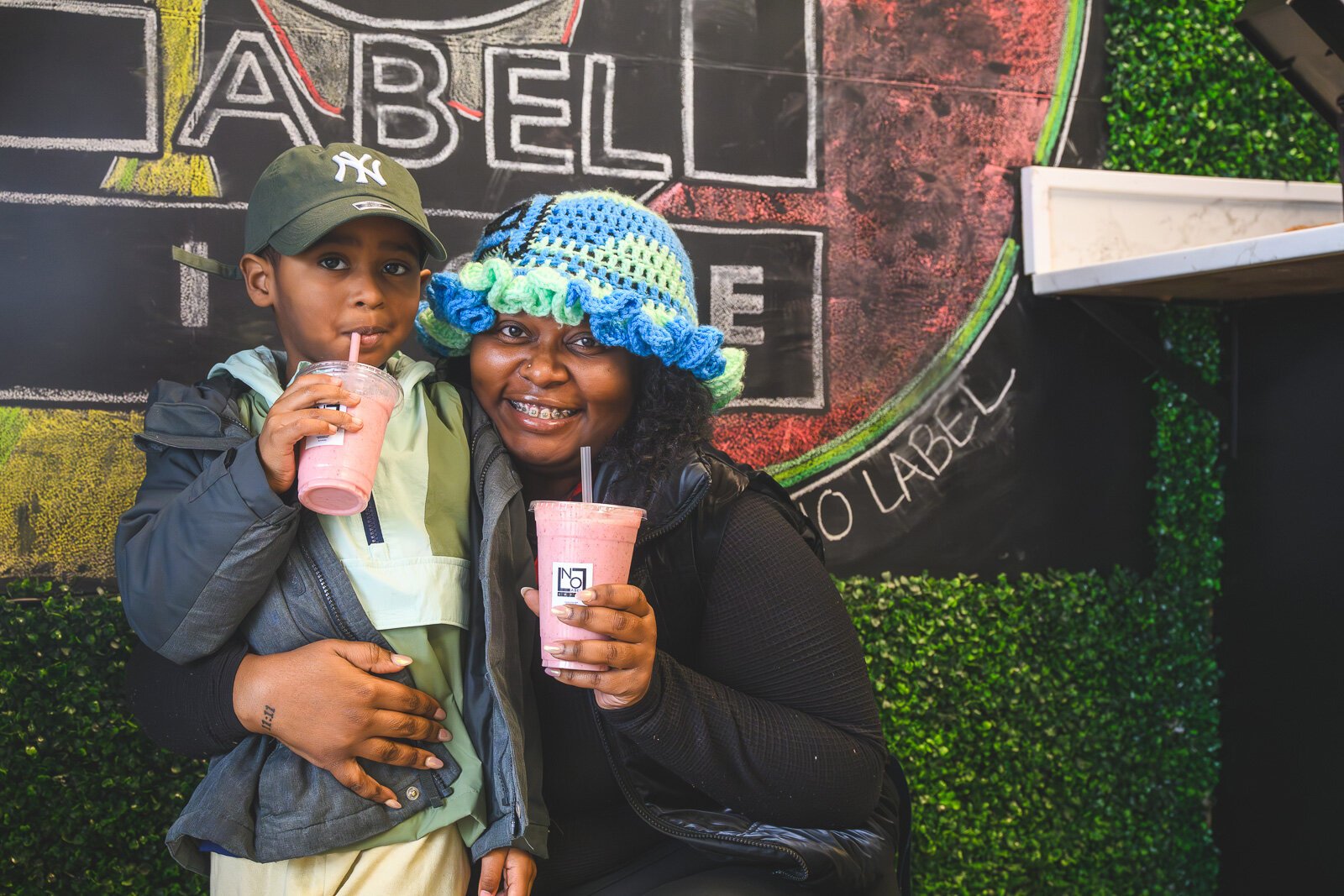 Cameron and Autumn Meadows getting smoothies at No Label Juice.