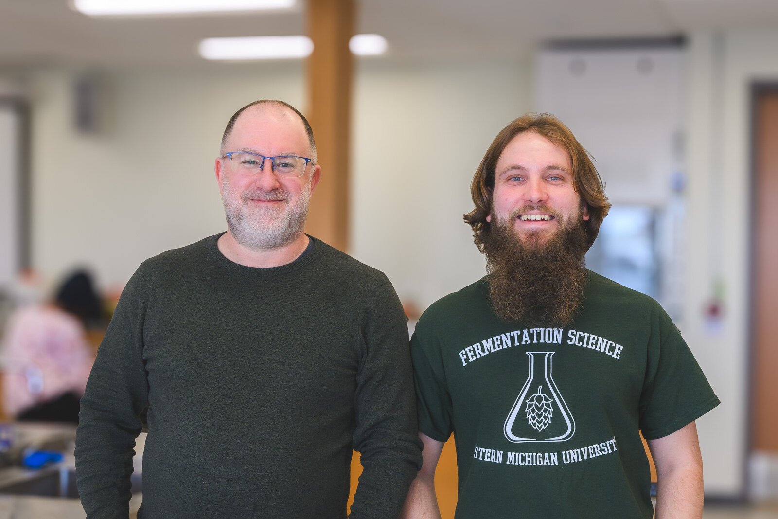 Dr. Cory Emal and Taylor Heckaman at EMU's fermentation lab.