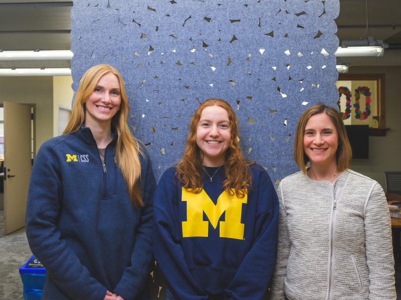 Center for Sustainable Systems grad students Molly Russell and Paige Greenberg with Associate Director Shoshannah Lenski.