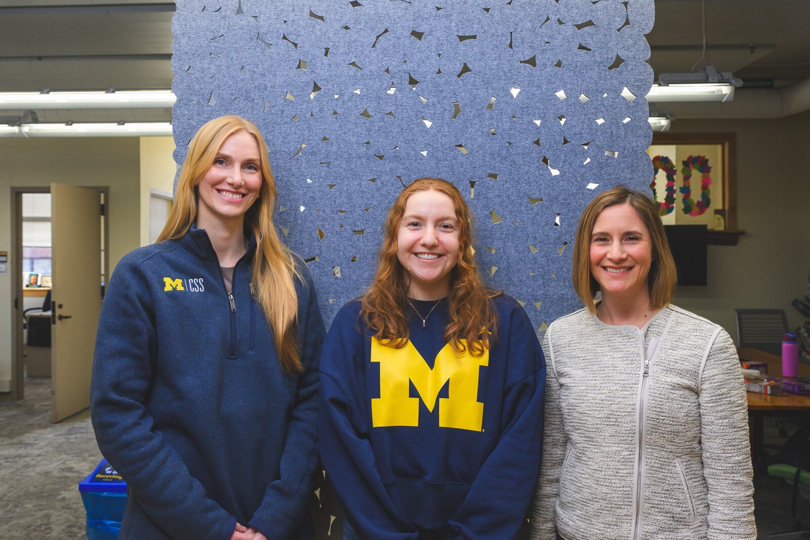 Center for Sustainable Systems grad students Molly Russell and Paige Greenberg with Associate Director Shoshannah Lenski.