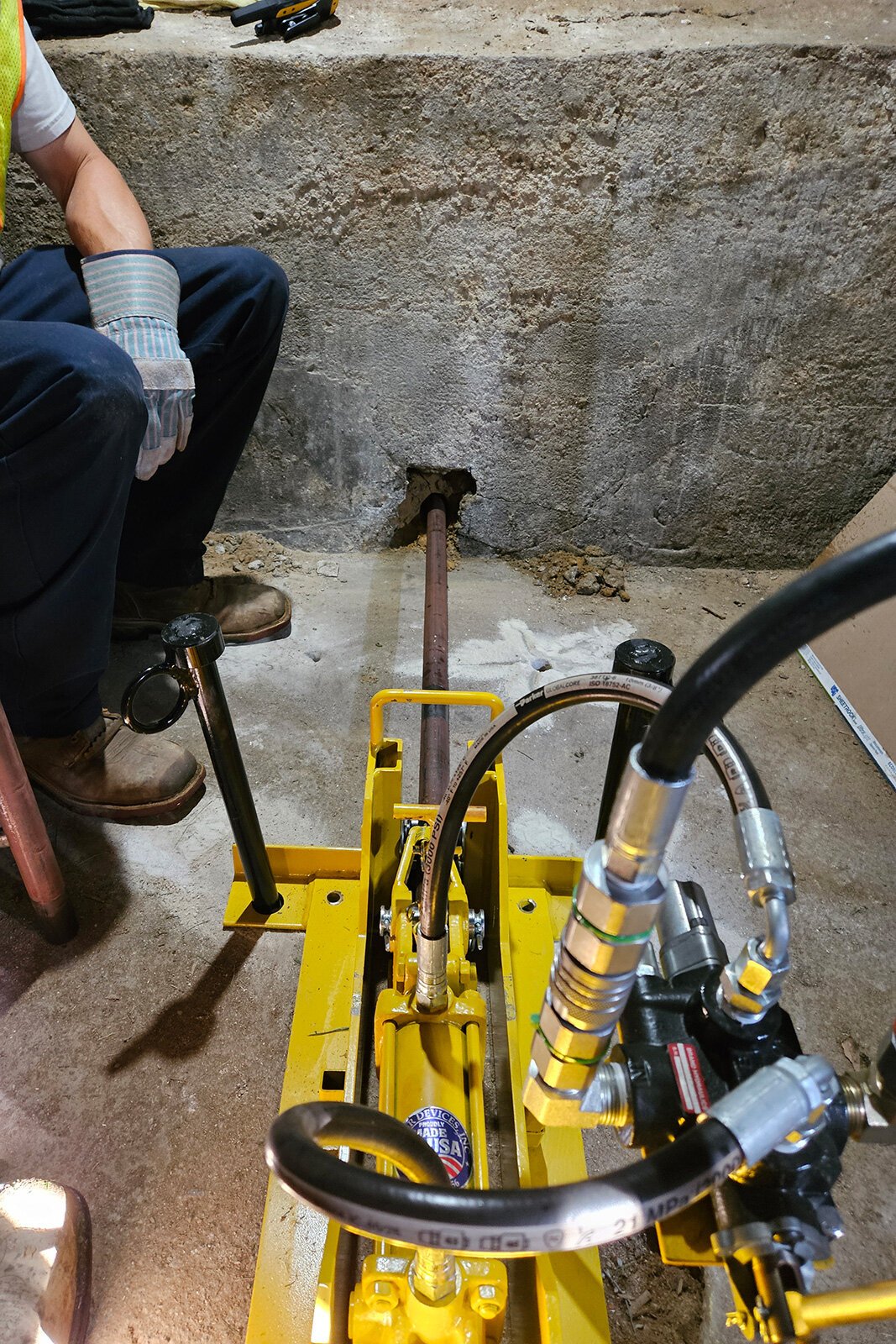 A lead service line being replaced by YCUA.