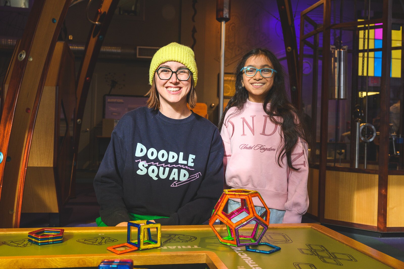 Kaila Piepkow and Swara Goyal at the Ann Arbor Hands-On Museum.