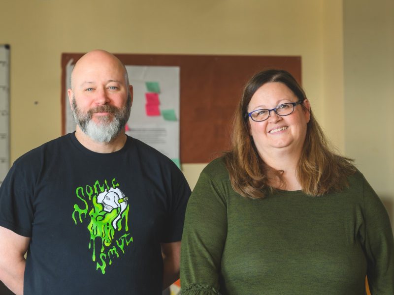 "The Drumbeat with Josie and Pete" podcast hosts Peter Martel and Josie Ann Lee.