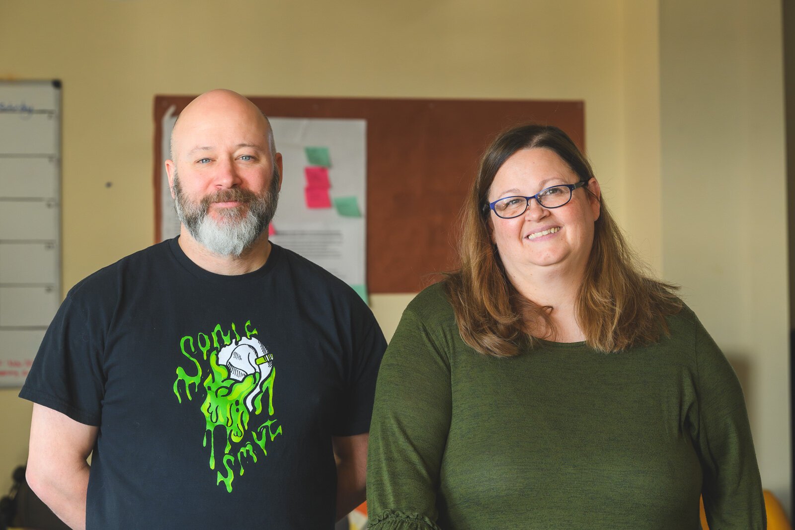 "The Drumbeat with Josie and Pete" podcast hosts Peter Martel and Josie Ann Lee.