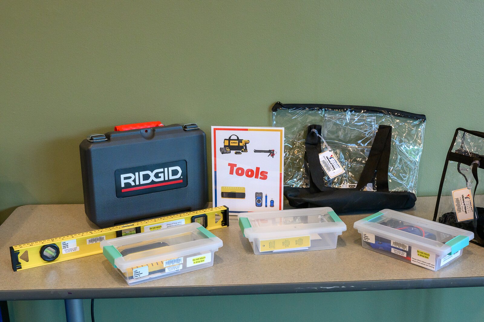 Items available for checkout from Ypsilanti District Library's Library of Things.