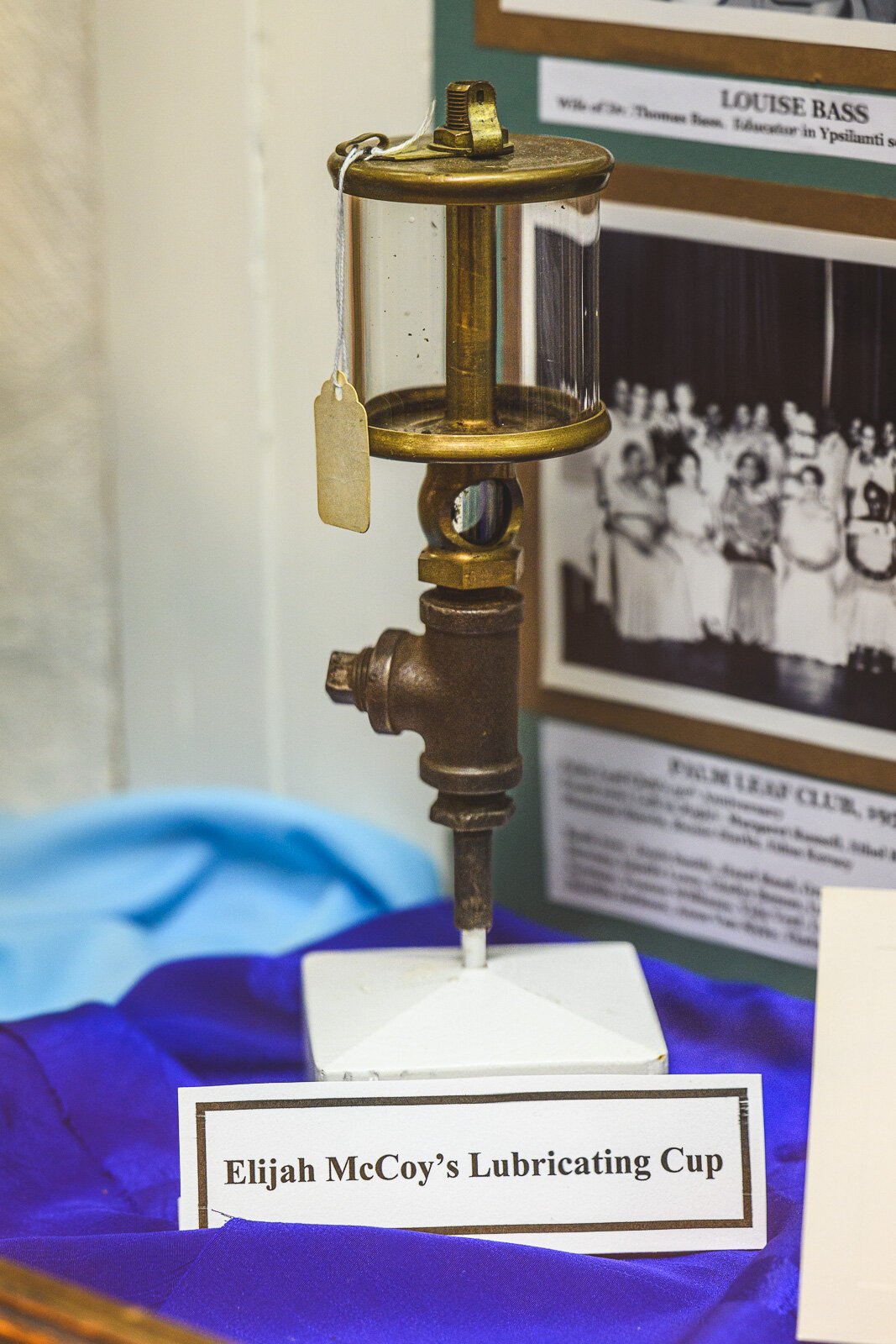 A patented lubricating cup by Elijah McCoy at the Ypsilanti Historical Society Museum.