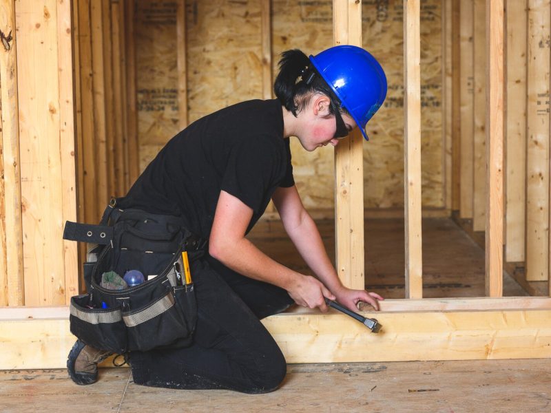 Ann Arbor Student Building Industry Program students working on a house on Sedgewood Lane in Ann Arbor..