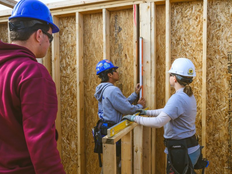 Ann Arbor Student Building Industry Program students working on a house on Sedgewood Lane in Ann Arbor..