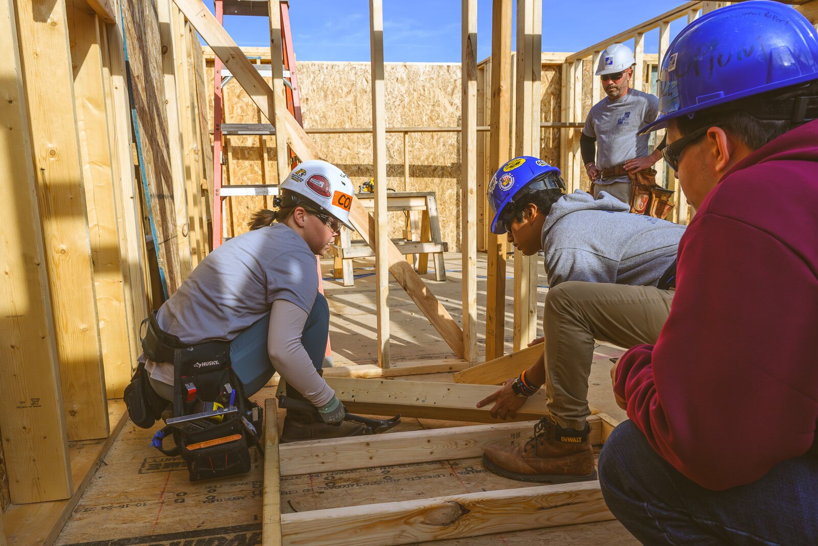 Ann Arbor Student Building Industry Program students working on a house on Sedgewood Lane in Ann Arbor.