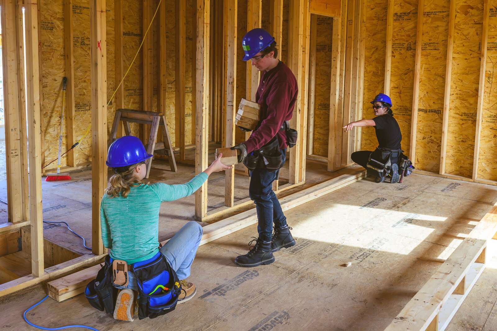 Ann Arbor Student Building Industry Program students working on a house on Sedgewood Lane in Ann Arbor.