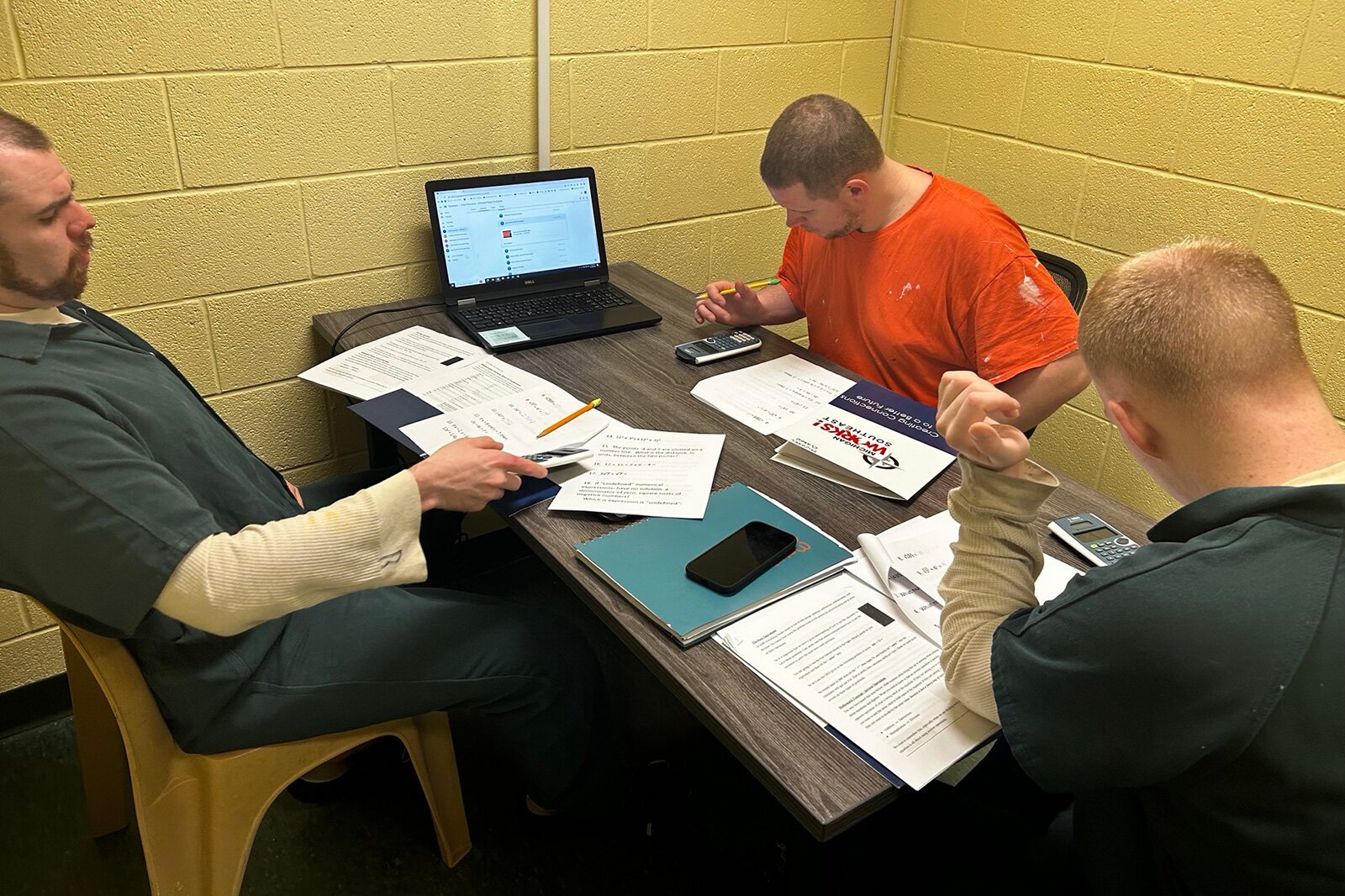 Inmates participating in MWSE's Hillsdale County Jail GED program.