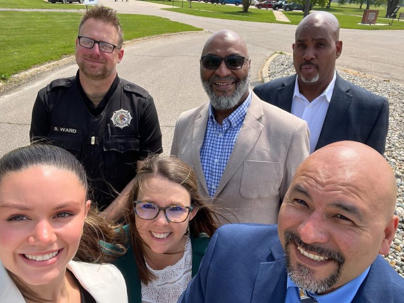FCI Milan GED staff (Front Row L to R) Jessie Culver, Misty Shulters, and Hector Arroyo (Back Row L to R) Brett Ward, Joe Williams, and Herb Fluker.