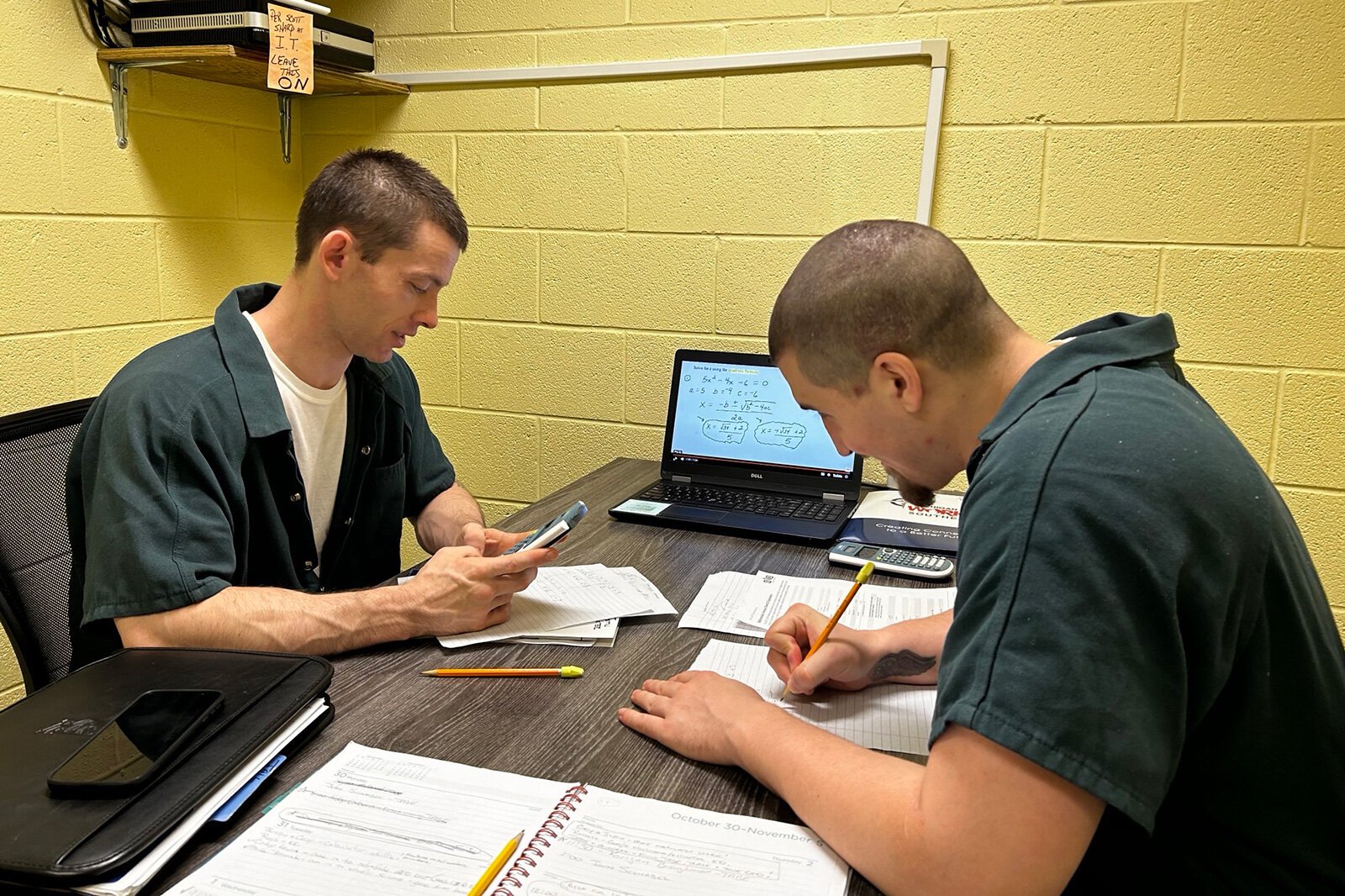 Inmates participating in MWSE's Hillsdale County Jail GED program.