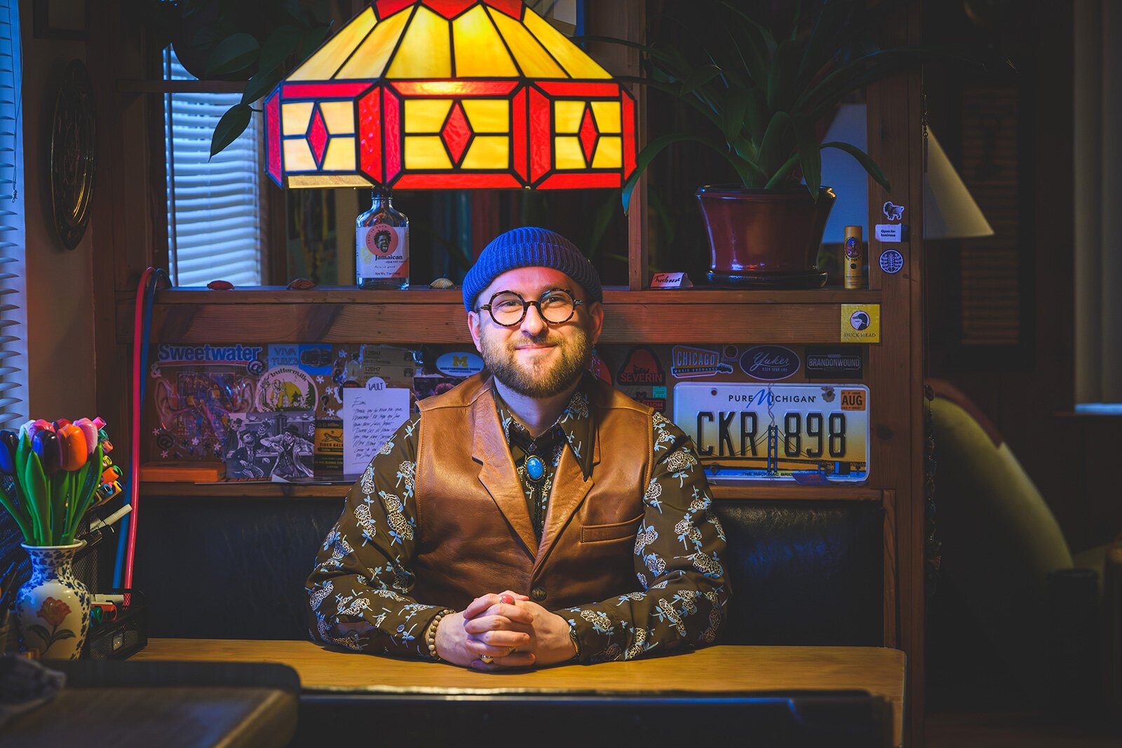 Evan Haywood at Black Ram Treehouse studio.