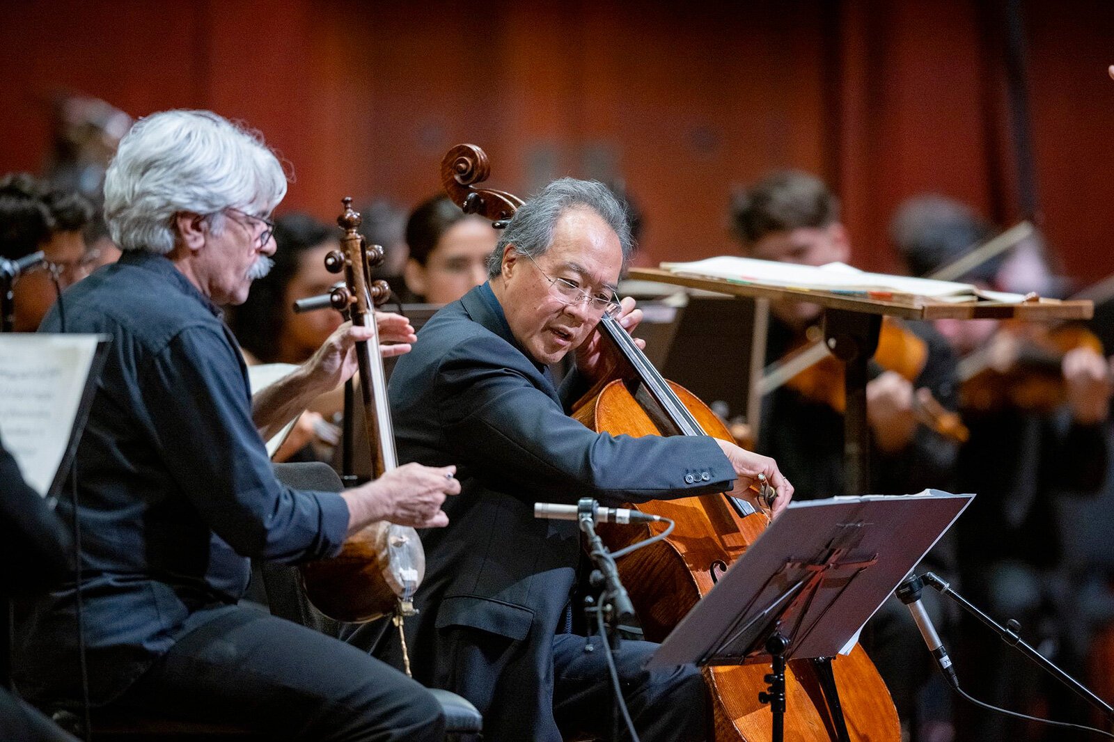 Kayhan Kalhor and Yo-Yo Ma performing "Venus in the Mirror" at Hill Auditorium.