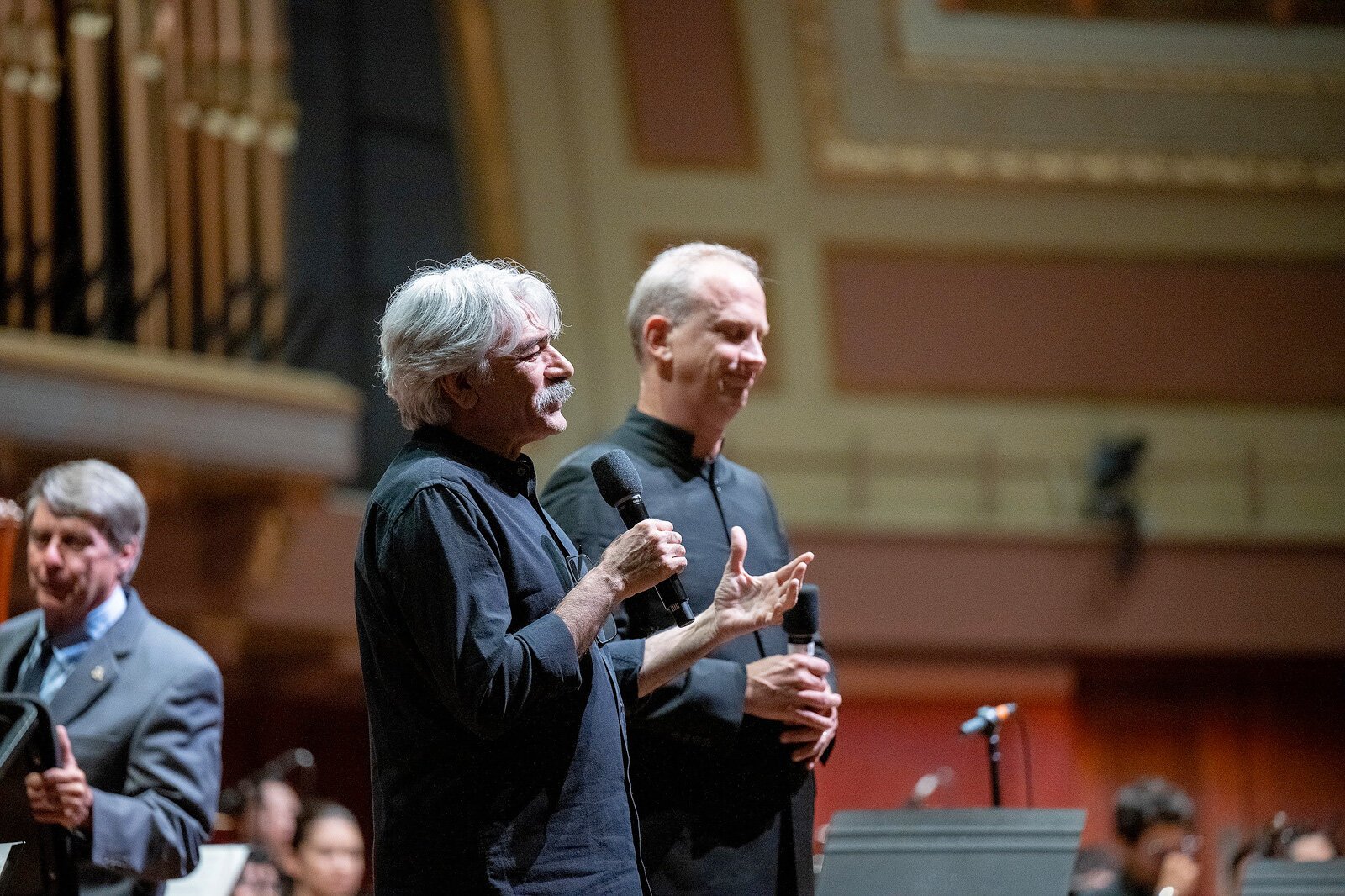 Kayhan Kalhor and Carlos Miguel Prieto at a UMS performance of "Venus in the Mirror" at Hill Auditorium.